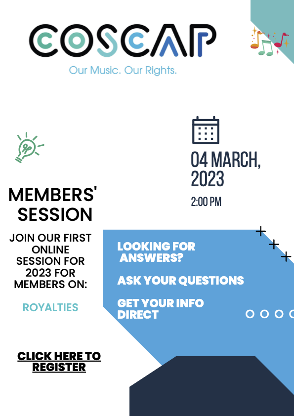 coscap's tweet image. Join our first online members' session for 2023. 

Topic: Royalties

Get your questions answered! 

Link below to register!

zurl.co/l11i