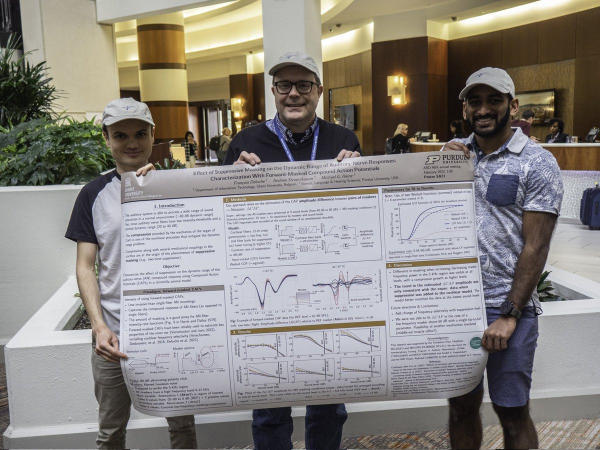 sivaprakawesome's tweet photo. Had to celebrate the end of #ARO2023 wearing our compound action potential (CAP) caps. Hooray for some high SNR waveforms that capture the masking effect nicely 😃 https://t.co/P4U7Z1COrE