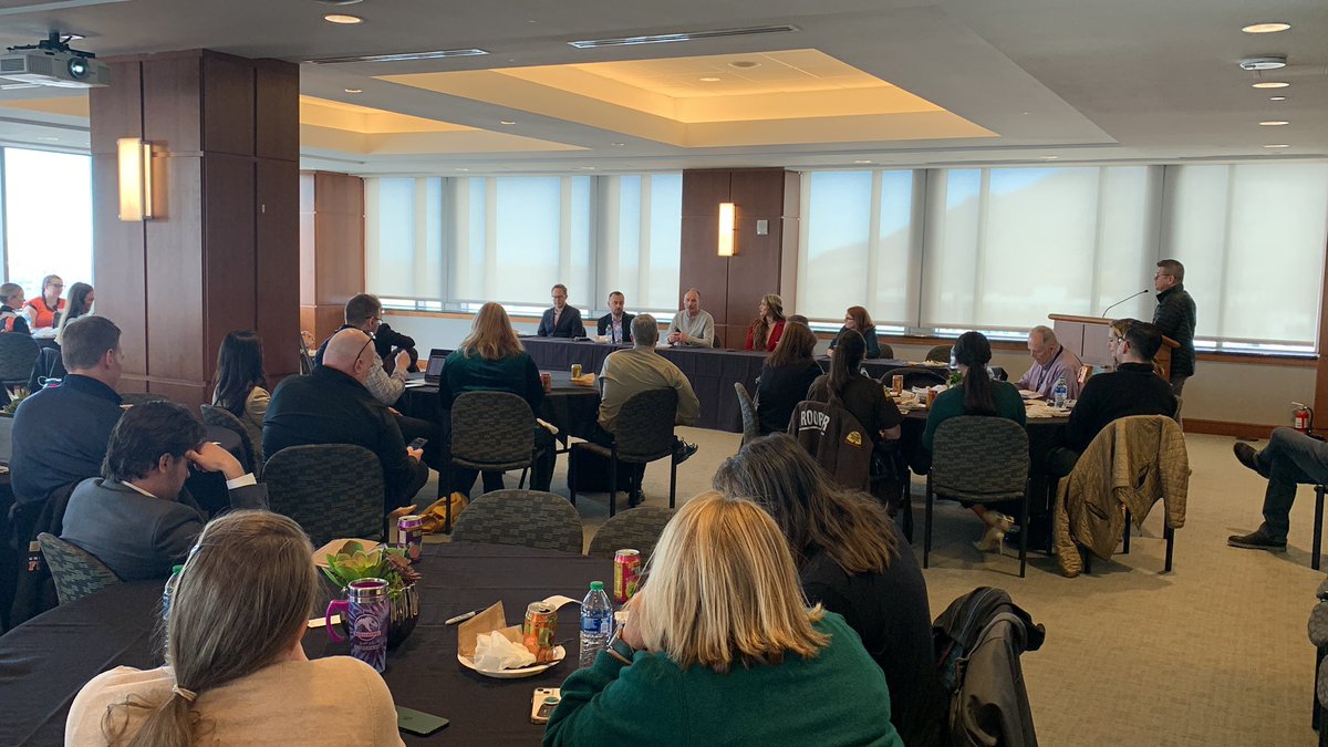 PIO_Joe's tweet photo. #UtahPIOs are gathered for a discussion on Utah’s changing media landscape with presenters:
@erinalberty
@dennisromboy
@AndrewAdamsKSL
@dyanavilla_tv
@FriedrichMedia https://t.co/NnIU58RLE0