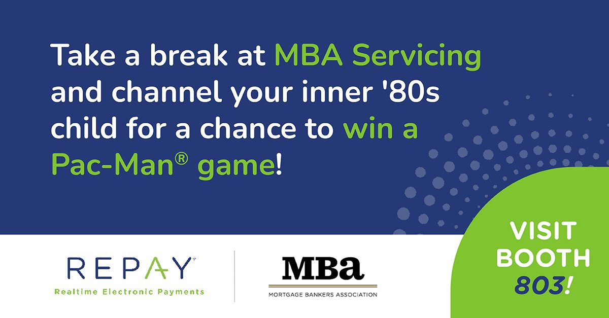 Be sure to visit REPAY at booth #803 during MBA's Servicing Solutions 2023. And while you’re visiting with us, why not play some Pac-Man? We welcome you to channel your inner '80s child and get the highest score to win our Pac-Man machine! #payments #mortgageservicing