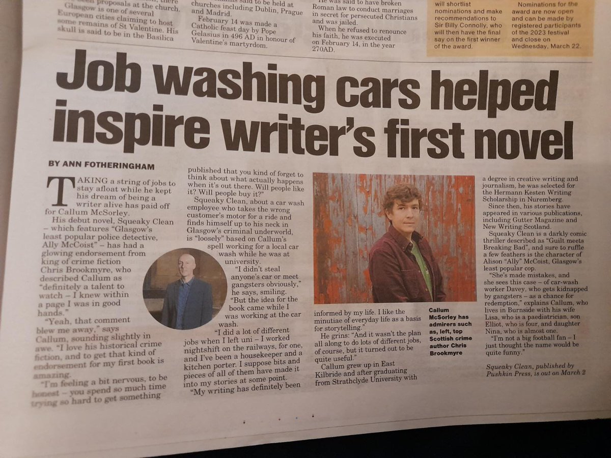 I'm in the paper today! Cheers to Ann Fotheringham at <a href="/Glasgow_Times/">Glasgow Times</a> for this feature on SQUEAKY CLEAN!