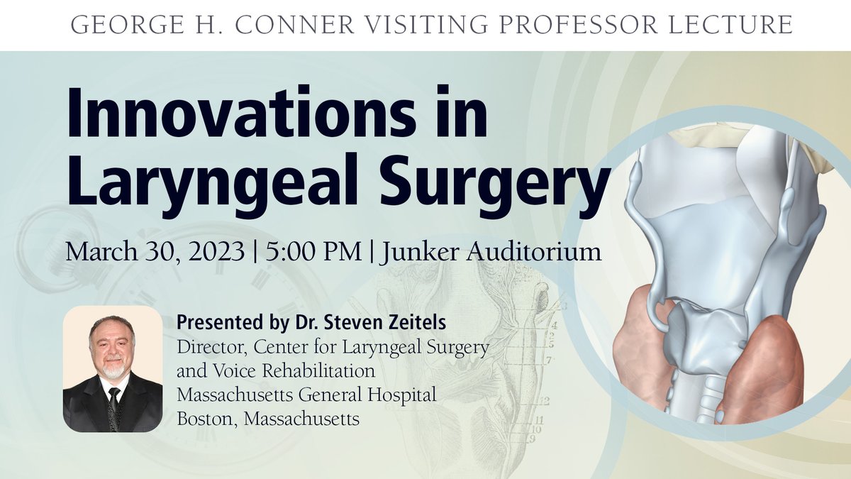 Join us for the 28th Annual George H. Conner Visiting Professor Lecture on Thursday, March 30, at <a href="/PennStHershey/">Penn State Health</a> or stream via Zoom. Dr. Steven Zeitels of <a href="/MGHVoiceCenter/">MGH Voice Center</a> will present his lecture, "Innovations in Laryngeal Surgery." pennstatehealthnews.org/event/george-h… <a href="/VoiceHealthOrg/">VHI</a> #MedEd