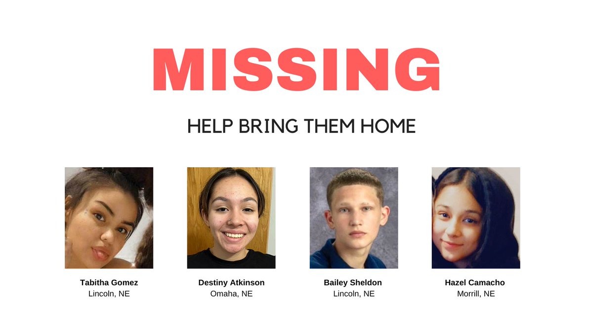 If you see any of these missing Nebraska kids please contact local law enforcement or call 911 or 1-800-THE-LOST (1-800-843-5678) @MissingKids @NEStatePatrol @TeamPillen