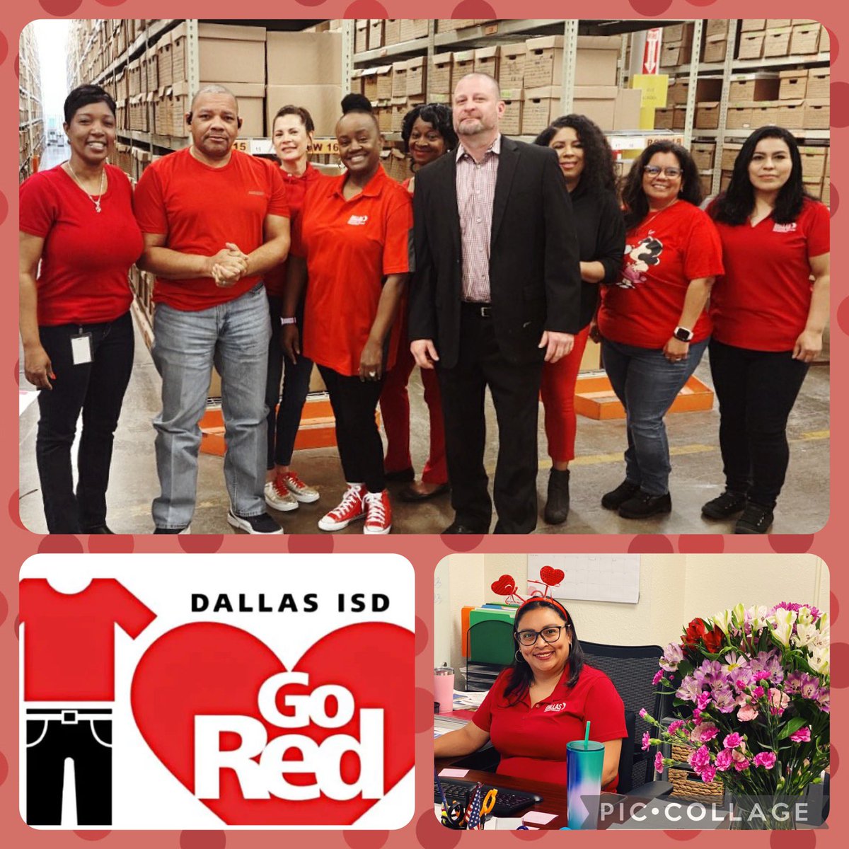 DISDFacilities's tweet photo. Watch MFS Records Management &amp; MEP Purchasing Assistant GO RED for ❤️ Health Month! #disdGoRed #MFSteam @dallasschools @TeamDallasISD https://t.co/zoaPP6fp4y