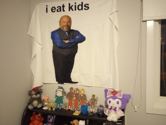 thordros's tweet photo. Why does my child decorate their room like this? I hate it. Look at that stupid Beeg Dunkey next to the Sanrio plushie. Awful! https://t.co/vFD9xOipy2