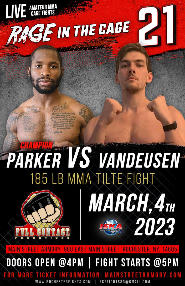 Rochesterfights's tweet photo. This middleweight championship Fight will be war, both fighters are undefeated and someone’s 0 has to go! Get your tickets now https://t.co/EsYbTgOPdf #ValentinesDay #ChampionsLeague #MMA #fighting #kickboxing https://t.co/P1ShV9jv1O