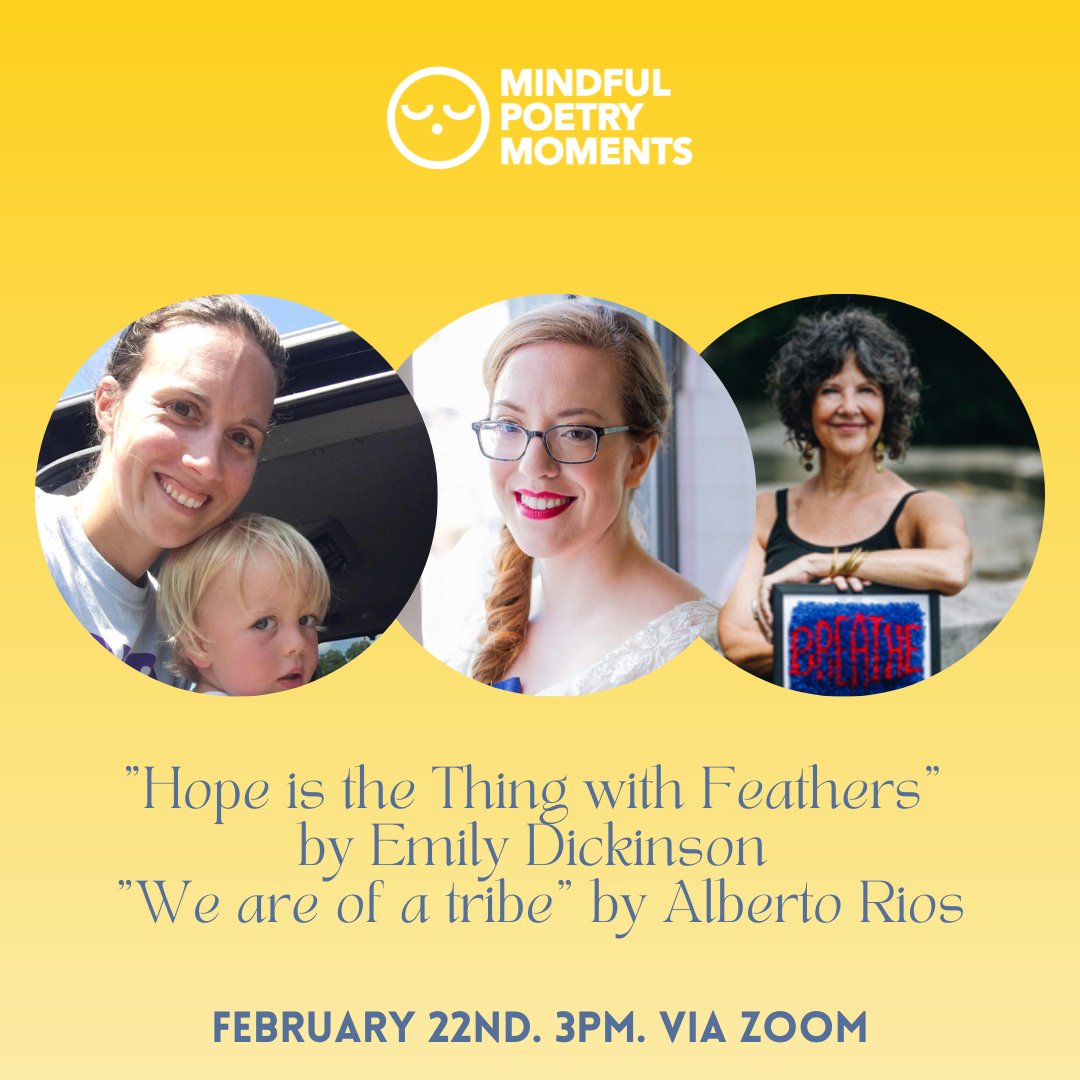 Join #MindfulPoetryMoments on 2/22 at 3 PM EST! 
Join Emily Little, Katie Rouse, and <a href="/truestacysims/">Stacy Sims</a> to listen, discuss, and respond to "Hope is the Thing with Feathers" by Emily Dickinson and "We are of a Tribe" by Alberto Rios. ✍️  

Register here: thewell.world/programs-event… 💛⁠