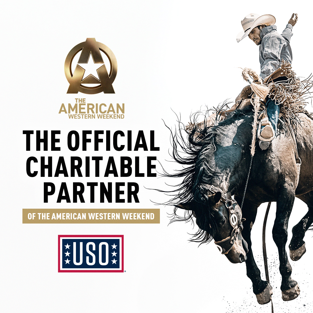 The_USO's tweet photo. There’s nothing more American than the rodeo &amp; the USO is the American way to support service members &amp; families. We're proud to be the charity of choice for @AmericanRodeoTR Mar 8-11. TY for your generosity &amp; support of our brave men &amp; women in uniform. https://t.co/TdlcOEJbXB https://t.co/wMAfmC22Hv