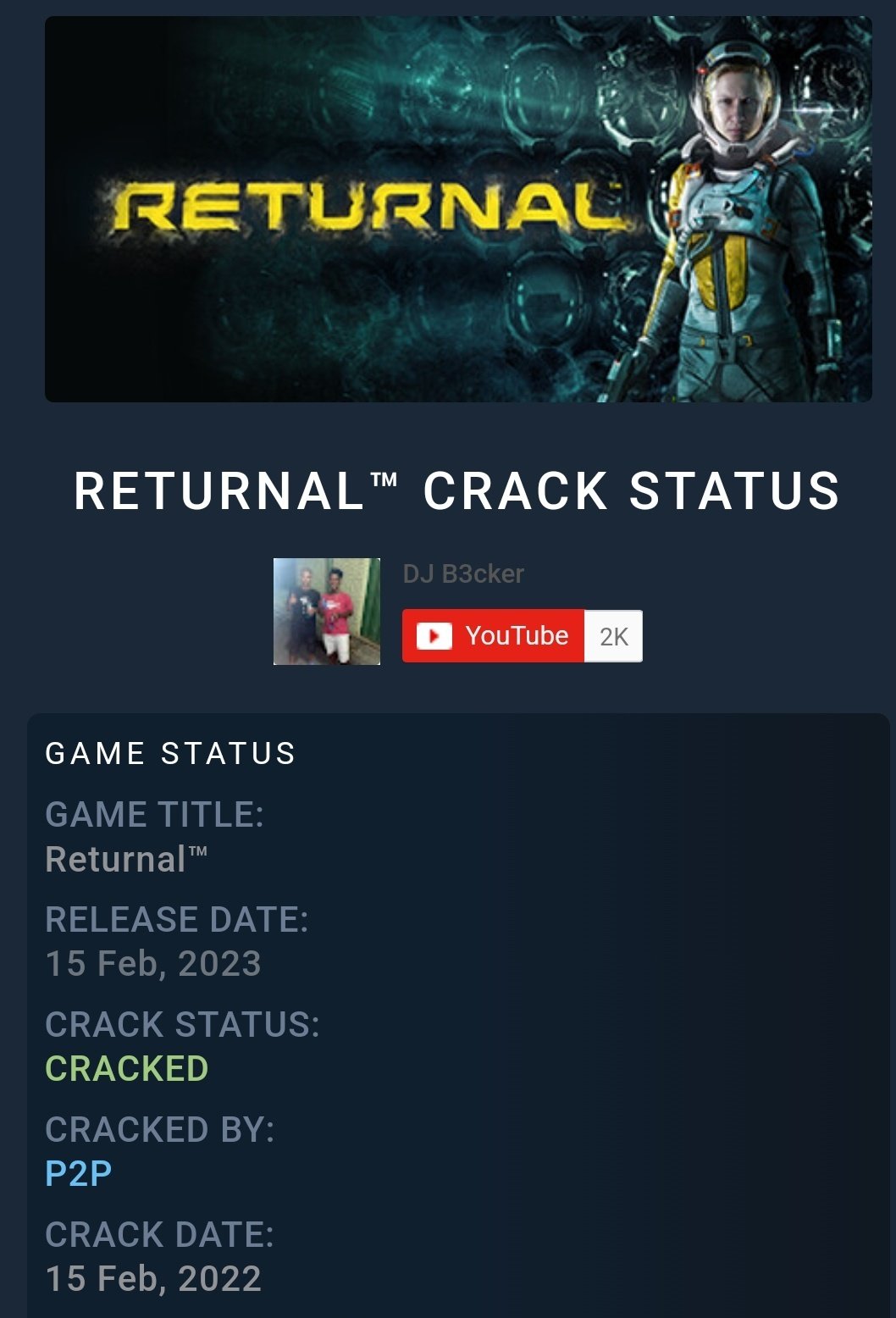 Crack Status  Updated Cracked Status of Games