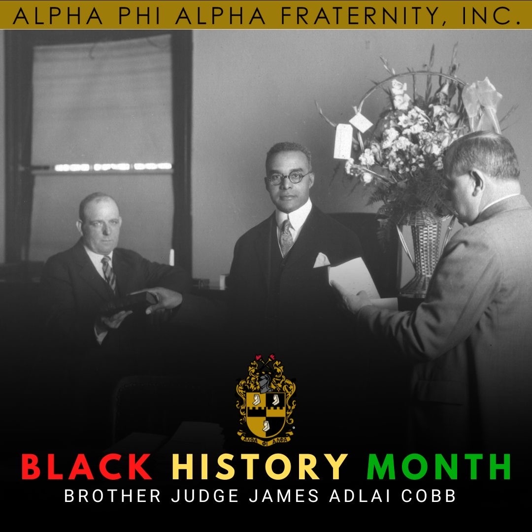apa1906NETwork's tweet photo. As we celebrate Black History Month, we are highlighting exceptional men of our Fraternity who contributed to Black history. 

Today, we will highlight Brother Judge James Adlai Cobb 

Please share.

#APA1906Network #BlackHistoryMonth #WeAreBlackHistory https://t.co/nbUAKbCw2Y