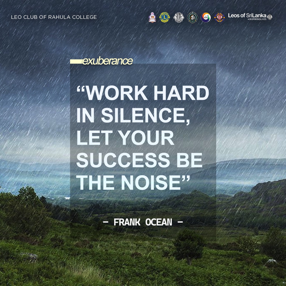 RahulaLeos's tweet photo. "Work hard in silence, let your success be the noise"
- Frank Ocean -

♥EXUBERANCE♥

#EmbraceHumanity✨
#RahulaLeos🧡💙
#LeoClubofRahulaCollege
#Rahulians
#A2Leos
#LeosofSriLanka https://t.co/6RhUI73CL3