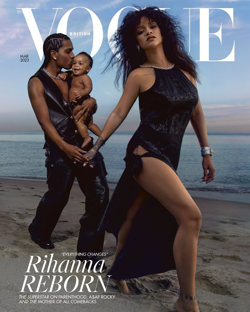 Pop Base on Twitter: "Rihanna, A$AP Rocky and their son grace the cover of  British Vogue. https://t.co/W59gfEu9UV" / Twitter