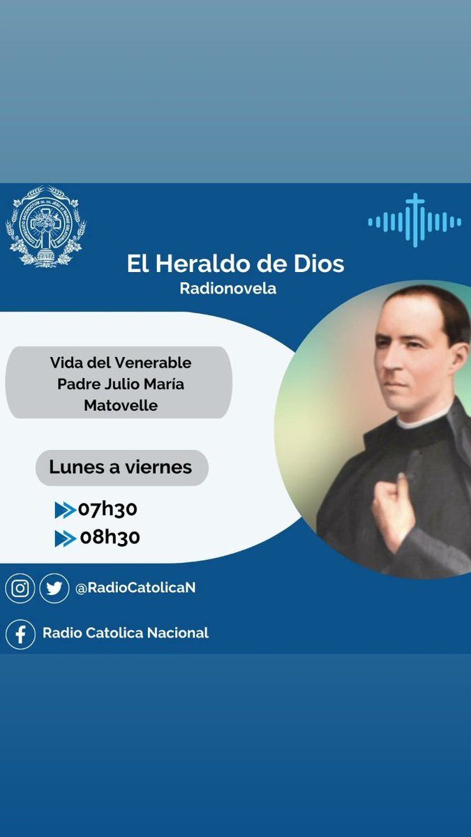 Sintonizanos en:
📌 Pichincha 94.1 - Imbabura 104.7 - Manabí 88.9 - Sto. Domingo 101.7 FM - El Oro 99.9 
🌎 rcncatolica.com
📞 (02) 2957926
Wp: 0961226349
#RCN #RadioCatólicaNacional #PadresOblatos