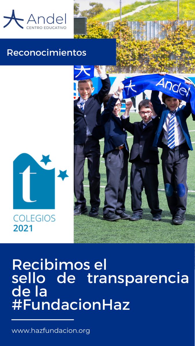 AndelColegio's tweet image. ✔️La Fundación Haz nos ha otorgado el sello de transparencia 👏 👏 

A través del 🚩 Portal de Transparencia queremos abrir nuestras puertas para que todos puedan conocer la manera que trabajamos en el Colegio Andel.

👉 andel.es/portal-transpa…
#andelsoyyo