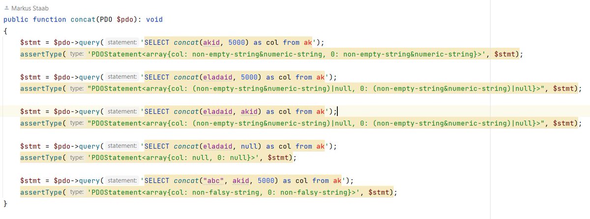markusstaab's tweet photo. Today #phpstandba learnt type inference on mysql CONCAT() and CONCAT_WS().
Watch out for all the nuances of string and null types.
I love it already :-) https://t.co/vJKWxbgjg5