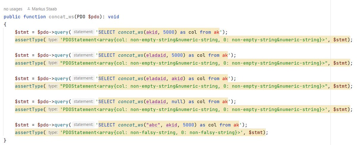 markusstaab's tweet photo. Today #phpstandba learnt type inference on mysql CONCAT() and CONCAT_WS().
Watch out for all the nuances of string and null types.
I love it already :-) https://t.co/vJKWxbgjg5