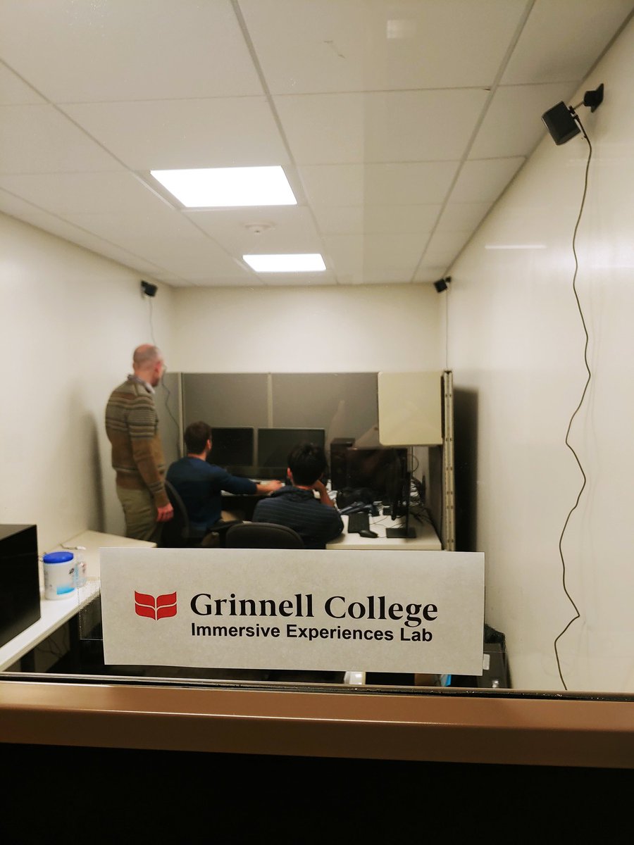 We're officially open for business! Professor Chris French (Mathematics) and his students get ready to power up our lab computers for the first time and continue developing their project to teach advanced math topics in immersive #VR environments.

#SoGrinnellian