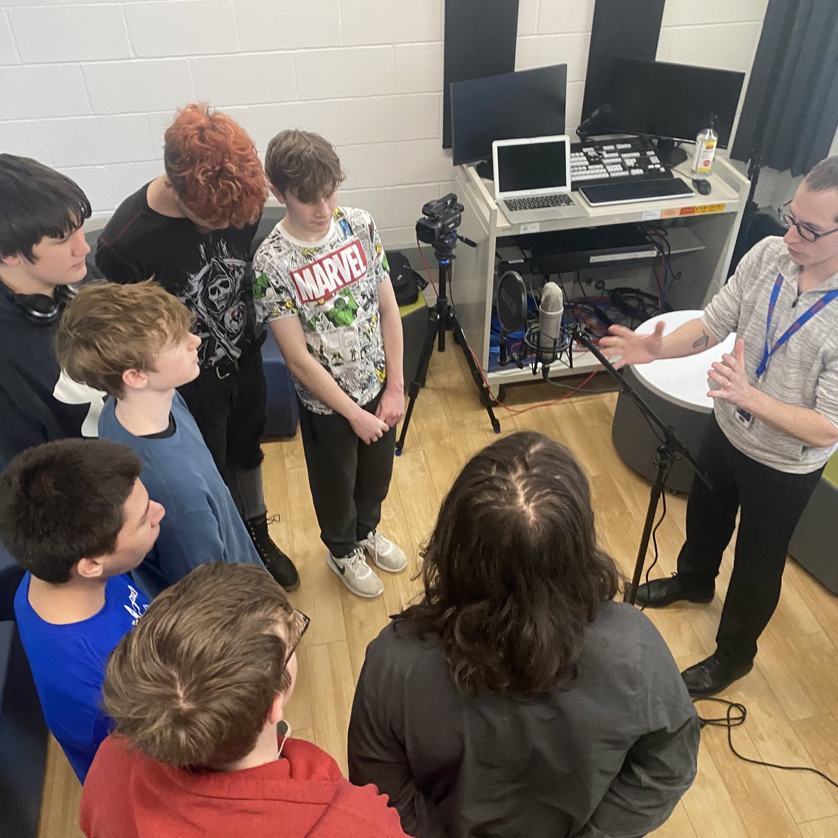 CRCS Pop Group trying out the new recording studio with Mr. Leyva and I today! Lots of smiles! #mycrcs
