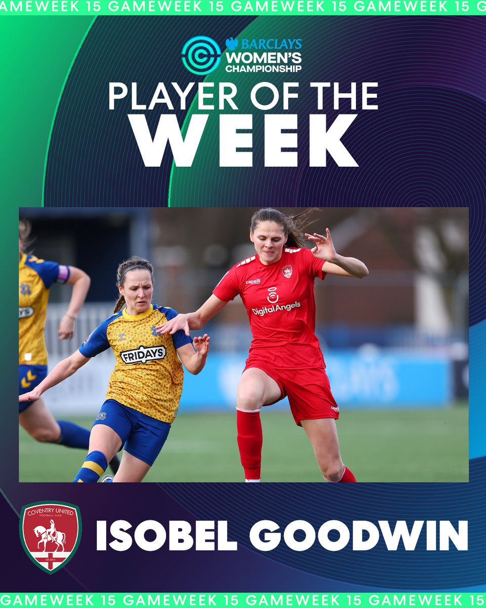 BarclaysWSL2's tweet photo. As voted by you...

The #BarclaysWC Player of the Week is @isobel_g08 🌟

@CovUtdWomen https://t.co/Ny0mBcWbvZ
