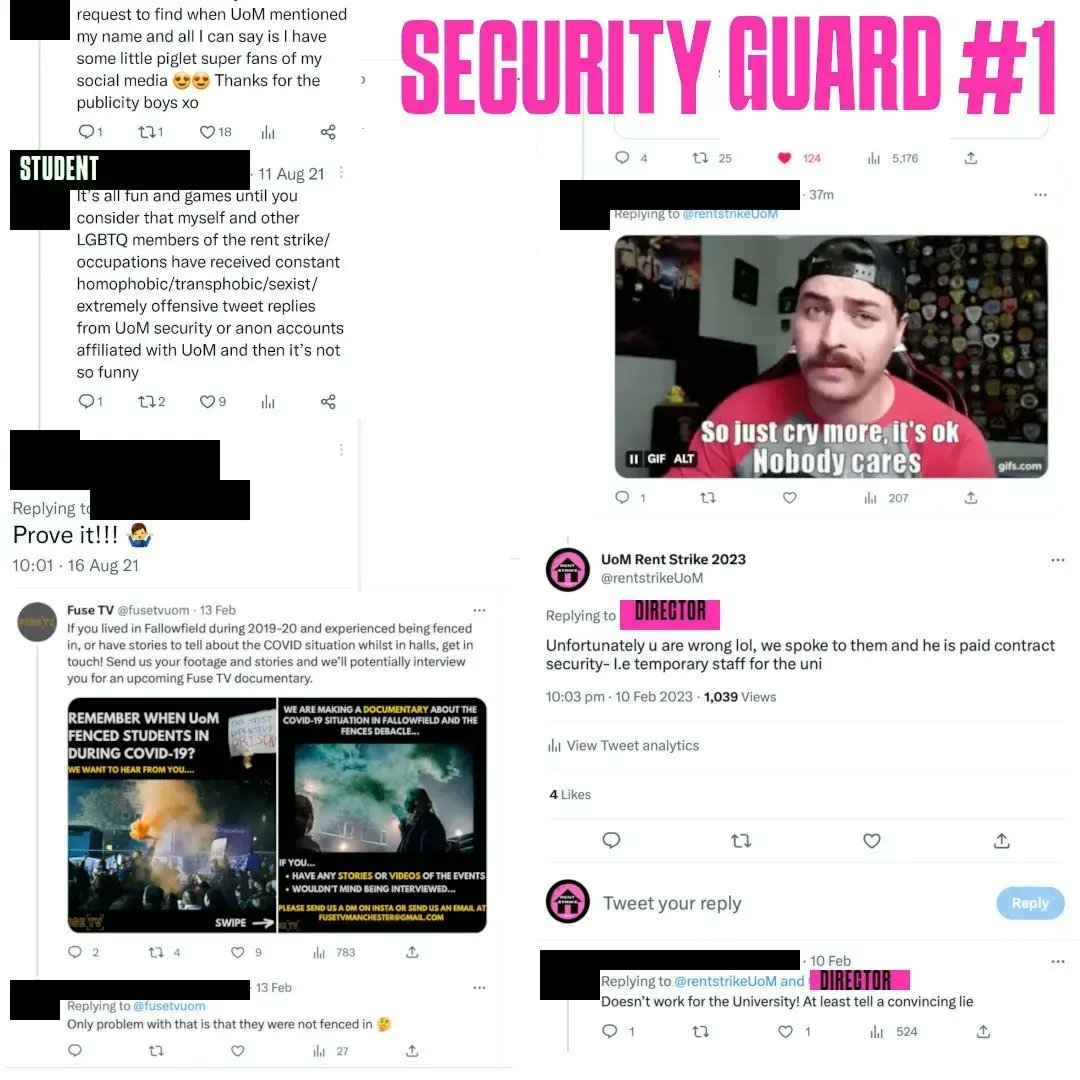 rentstrikeUoM's tweet photo. 🚨 STATEMENT ON UNIVERSITY SECURITY ONLINE HARRASSMENT 🚨

For over 2 years, several student activists, as well as the group accounts such as UoM Rent Strike, have been subjected to continuous harassment by a number of anonymous troll accounts. [1/5] https://t.co/IoqOkHH39g