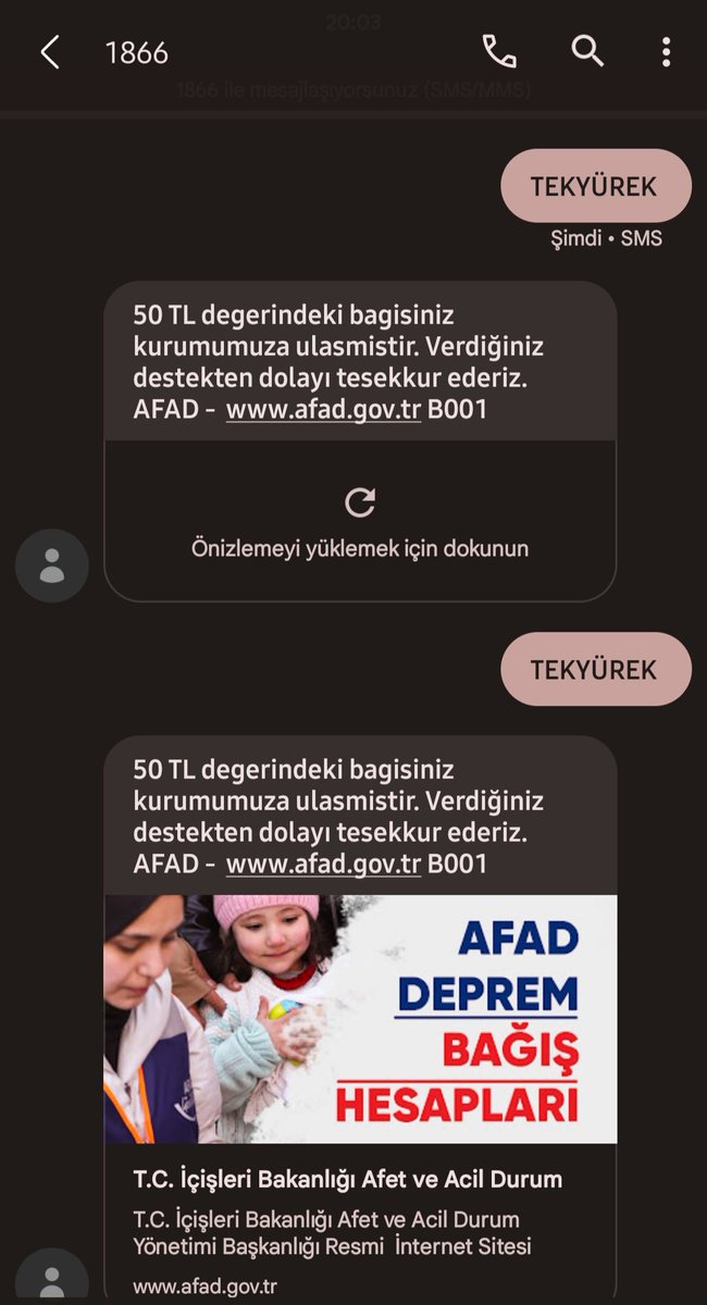 tugceYucel1's tweet photo. Haydi Türkiye! vakit birlik vakti!

200 Türk televizyon kanalında ortak yayınlanan programla bağış toplanmakta.

Afetzede kardeşlerimize 50 TL bağışta bulunmak için TEKYÜREK yaz 1866'ye gönder.

#TürkiyeTekYürek https://t.co/FwZHJXamCE