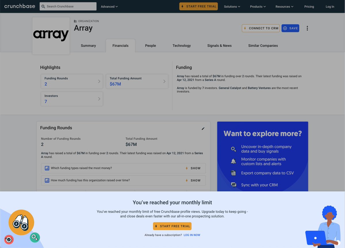 rethemeapp's tweet photo. I absolutely love @crunchbase, but not all of us can afford a subscription for the once-in-a-blue-moon lookup.

Before &amp; After @rethemeapp https://t.co/gsJcPg2qcB