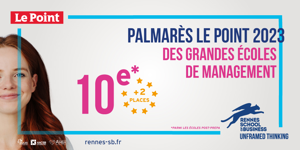 🏆 #Classement #Rennes_SB se hisse dans le Top 10 du Palmarès <a href="/LePoint/">Le Point</a> 2023 des meilleures écoles de commerce françaises post-prépas ! Félicitations aux équipes de #Rennes_SB👏 #Ranking