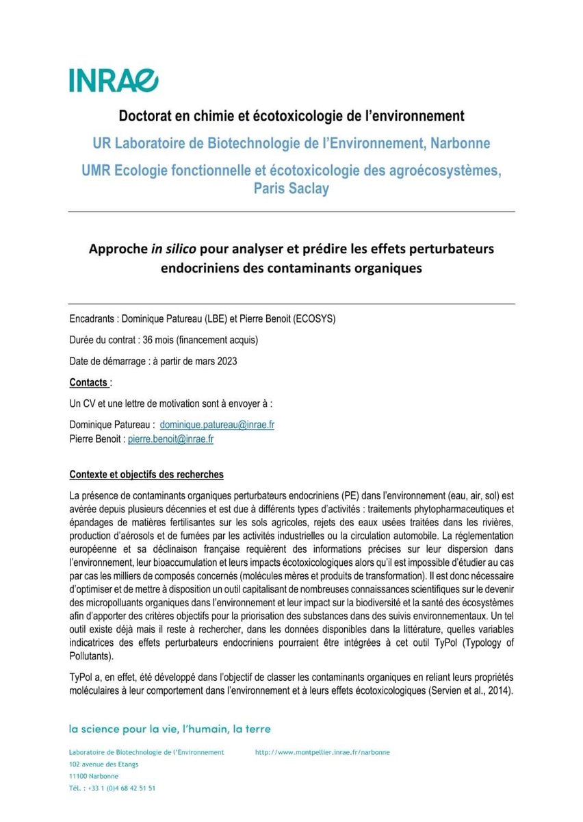 union_uaetf's tweet photo. Opportunité de faire une thèse en chimie et écotoxicologie de l'environnement en France https://t.co/iWS1YT9wb4