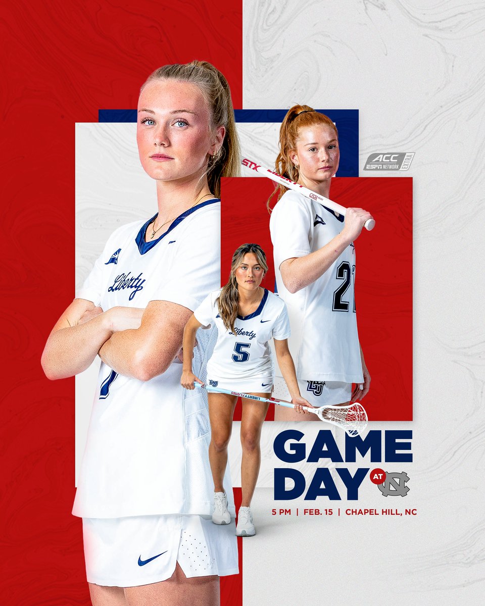 LibertyWLAX's tweet photo. Wake up, itโs GAME DAY!
Excited for the opportunity to take on the No. 1 team in the country and defending national champion North Carolina tonight in our season opener!
๐ 5 p.m.
๐ Dorrance Field
๐บ https://t.co/F7A851Ja1n
๐ https://t.co/rA6GLEd9LO https://t.co/2ElzfG5b9p