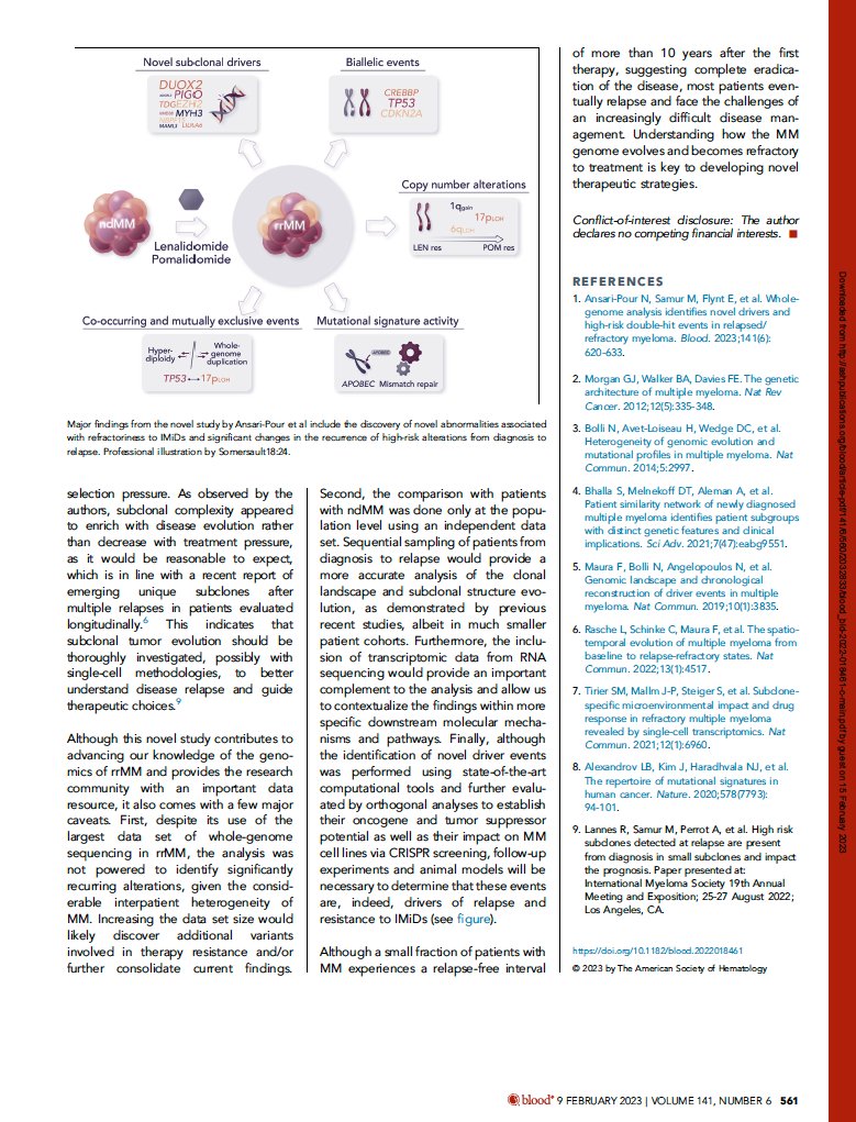 Naser Ansari-Pour (@naseransaripour) on Twitter photo For a quick overview of our deep WGS rrMM paper (N=418), have a look at this fantastic editorial @BloodJournal. Thanks <a href="/alagana1/">Alessandro Lagana'</a>!
doi.org/10.1182/blood.… For a quick overview of our deep WGS rrMM paper (N=418), have a look at this fantastic editorial @BloodJournal. Thanks <a href="/alagana1/">Alessandro Lagana'</a>!
doi.org/10.1182/blood.…
