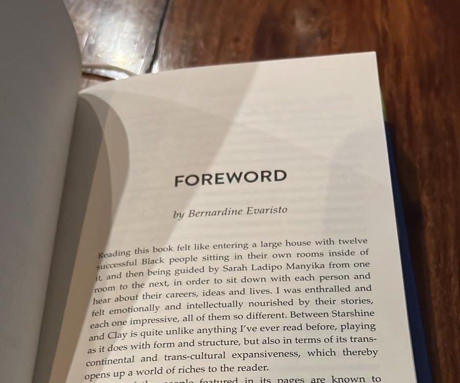 “Between Starshine and Clay is quite unlike anything I’ve ever read before,…” ~ <a href="/BernardineEvari/">Bernardine Evaristo</a> 

It’s a must read indeed 👌🏾