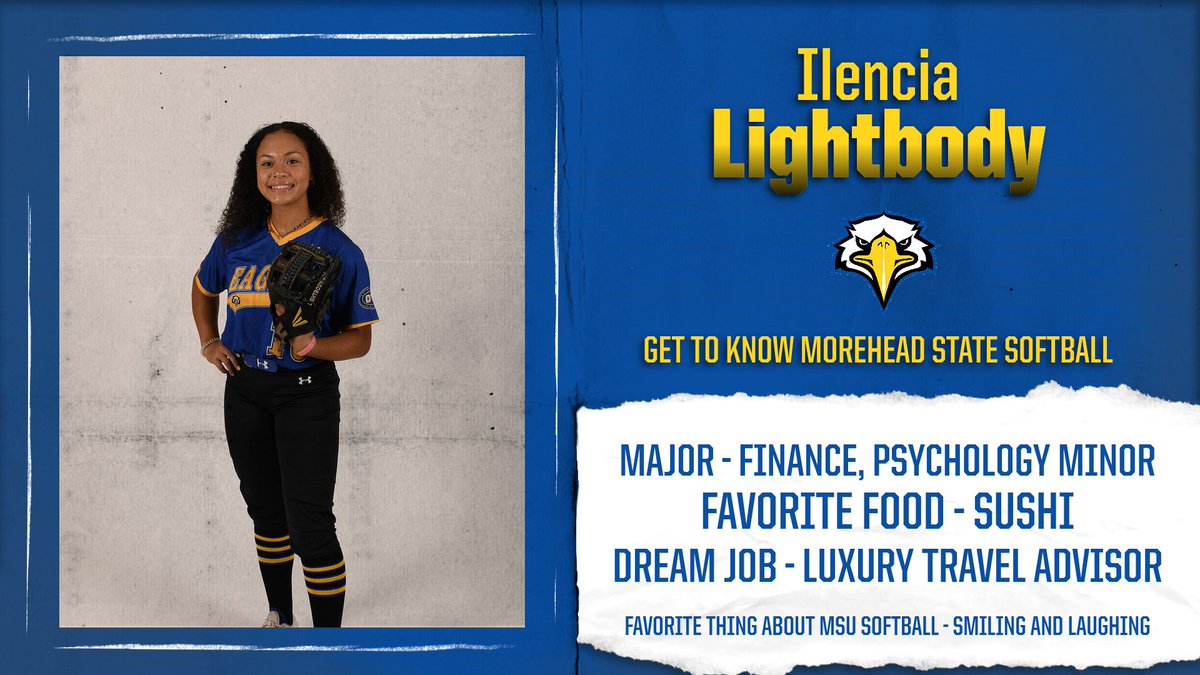We're back with Get to Know Morehead State Softball!

This week we're introducing Sophomore catcher/outfielder #16 - Ilencia Lightbody 
<a href="/ilightbodyy/">ilencia lightbody</a> 
#EaglesSoar #SoarHigher