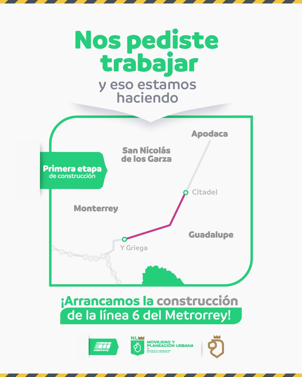 ¡Arrancamos con la construcción del primer tramo de la Línea 6 de Metrorrey! Vamos por la movilidad que siempre debimos tener. 🦁🚧⚒🚆