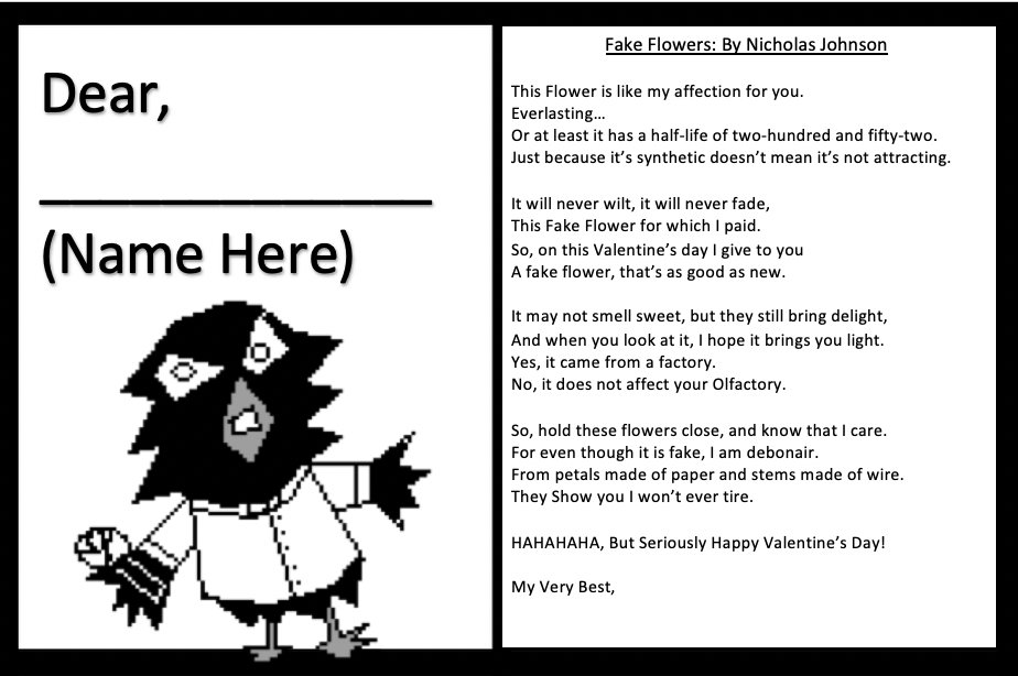 BobVannStarr's tweet photo. I forgot to post this yesterday! Here is my #ValentinesDay  for this year. The Card did come with A fake flower. Haha. #WritingCommunity #ArtistOnTwitter https://t.co/m5qxkKiY6Y