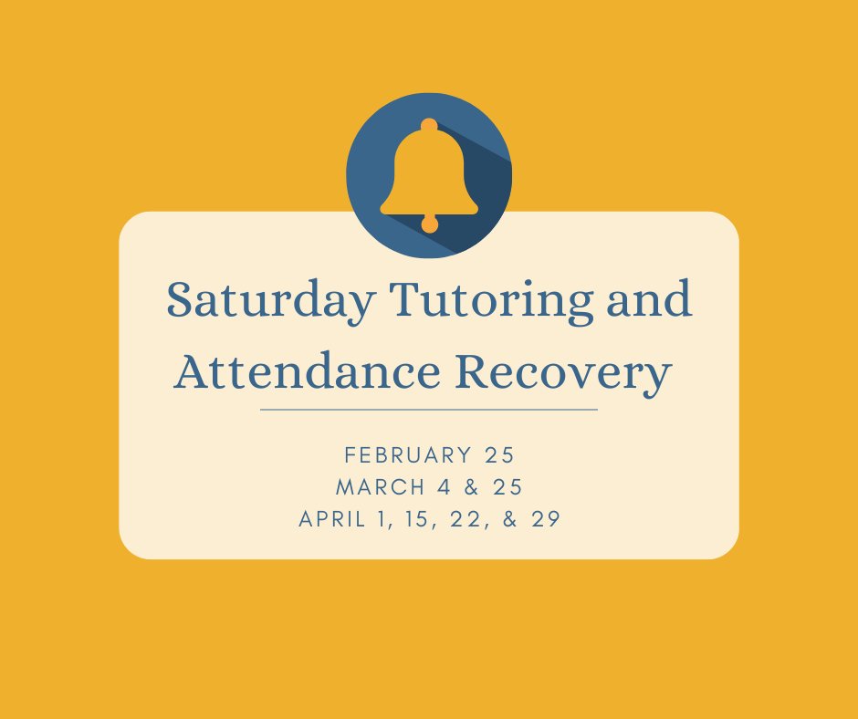 Updated Saturday School dates for second semester.