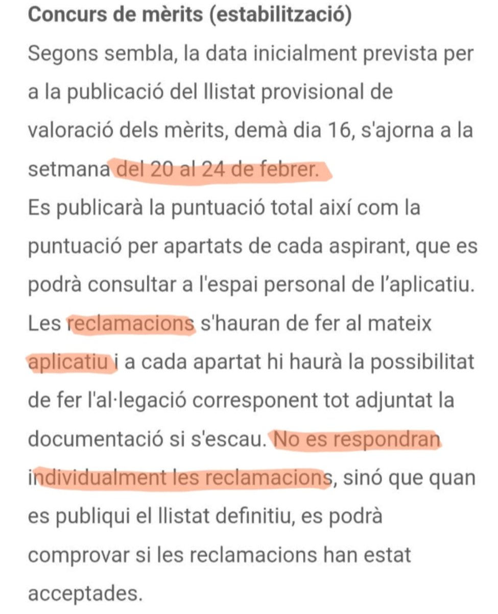 <a href="/educaciocat2022/">educaciocat2022</a> El Departament ha anunciat en una mostra més de menyspreu cap al professorat que allargarà l'agonia de les interines uns dies més. La llista provisional no estarà ordenada x puntuació i el procés de reclamació serà tot l'opac que podríem esperar per la seva part. Se m'acudeixen👇
