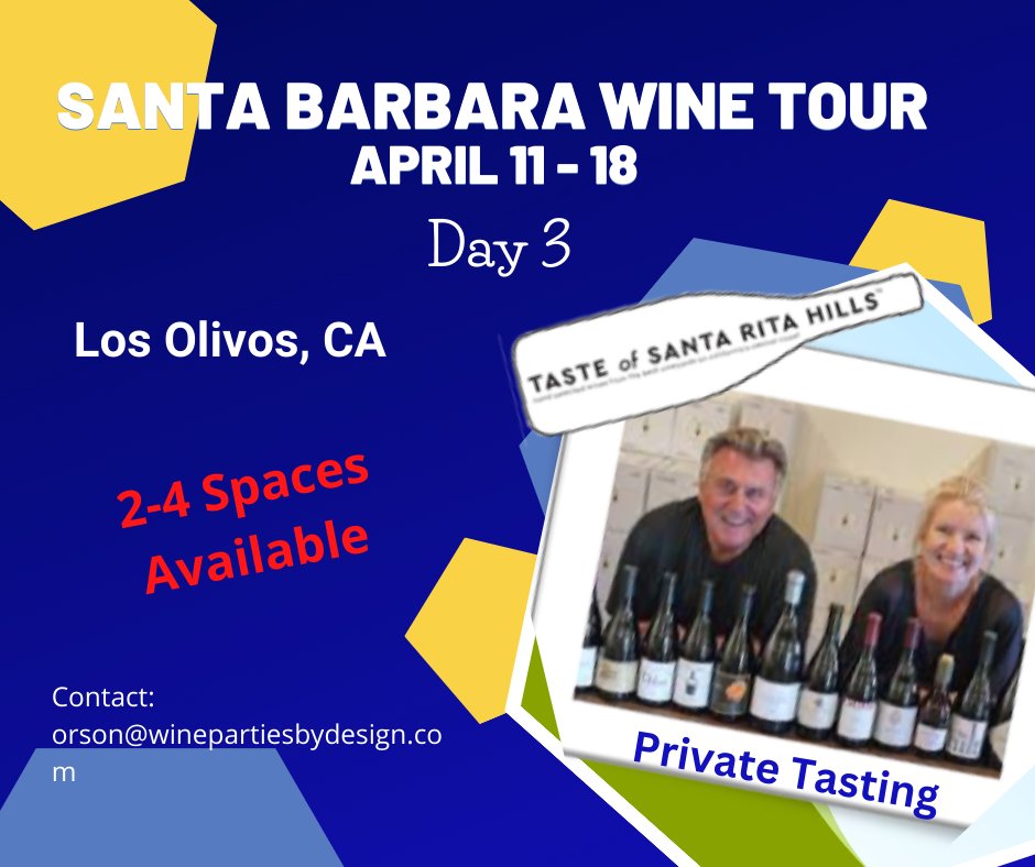caguyinga's tweet photo. #santabarbara #winetours🍷 #californiawines #winetoursbydesign #April11tour #wine #tours #santabarbarawinecountry🍷 #santabarbarawine #losOlivos #tasteofstaritahills
info@winepartiesbydesign.com https://t.co/wzV5axBle5