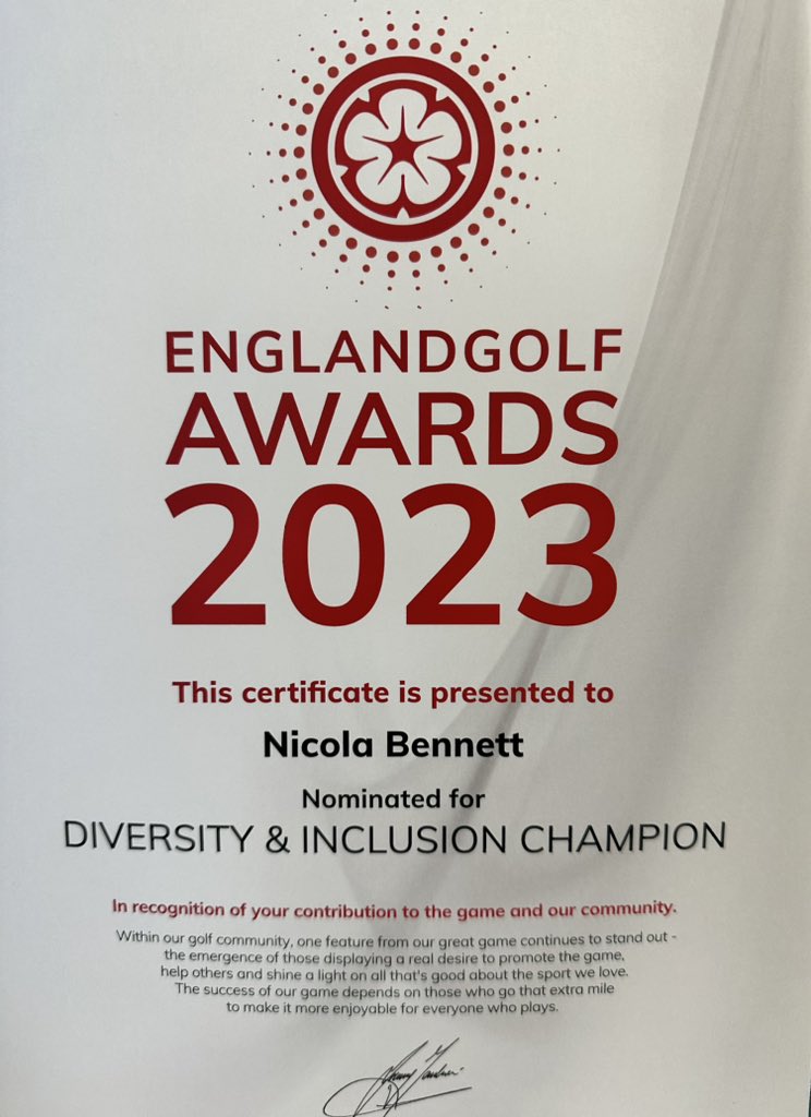 Bush Hill Park GC (@bushhillparkgc) on Twitter photo Great to see <a href="/nicolagolfer/">Nicola Bennett Official</a> nominated for <a href="/EnglandGolf/">England Golf</a> Awards Diversity & Inclusion Champion #EGAwards2023 #foreeveryone #inclusion #Diversity <a href="/Middlesex_Golf/">Middlesex Golf</a> Great to see <a href="/nicolagolfer/">Nicola Bennett Official</a> nominated for <a href="/EnglandGolf/">England Golf</a> Awards Diversity & Inclusion Champion #EGAwards2023 #foreeveryone #inclusion #Diversity <a href="/Middlesex_Golf/">Middlesex Golf</a>