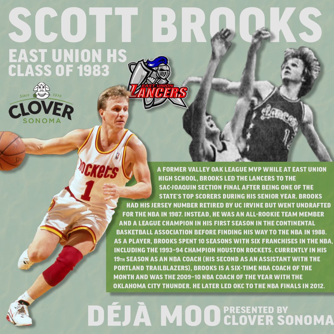 Clover Sonoma helps us look back at former student-athletes from the Sac-Joaquin Section. This week's Deja Moo alum is Scott Brooks (East Union High School). @EastUnionhoops @EUHS_Lancers @cifsjs @UCImbb 📸credit: -Sports Illustrated -Debbie Noda, The Modesto Bee