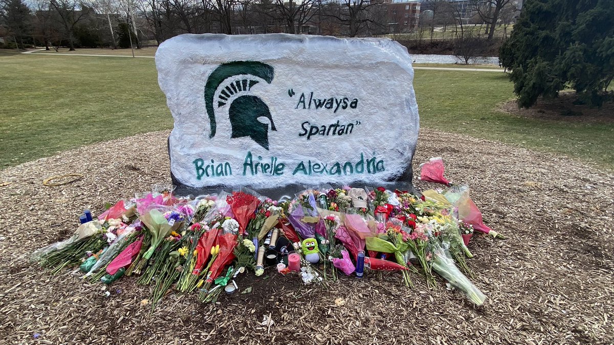 The latest painting of the MSU rock.  The pro concealed carry message is replaced with “Always a Spartan”