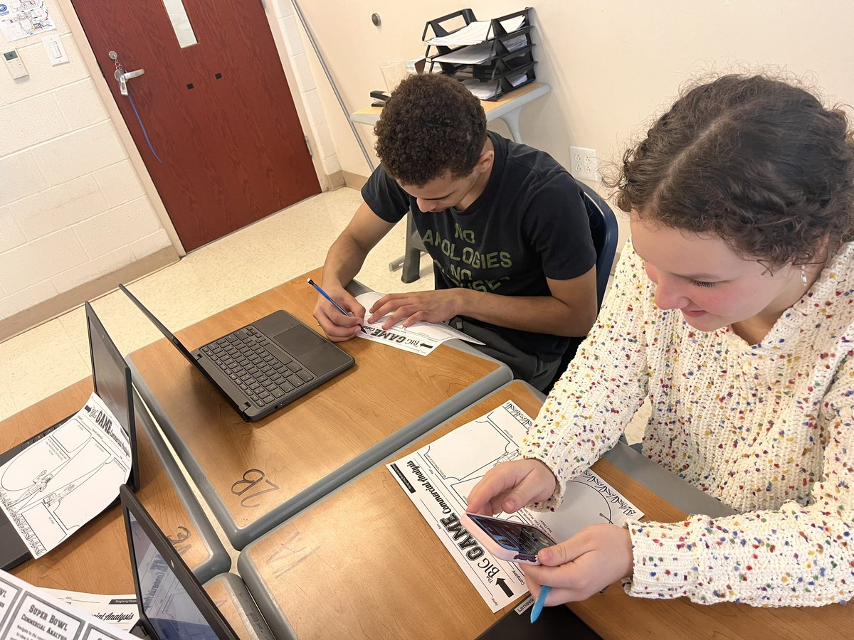 RDavisGMS's tweet photo. Don’t mind us-just out here making real life connections by analyzing rhetorical devices found in Super Bowl ads and gauging their effectiveness! #GHS @blair_abner #authenticengagement #reallifeconnection #bettereveryday #itjjstmeansmofe https://t.co/czDMctTTSn