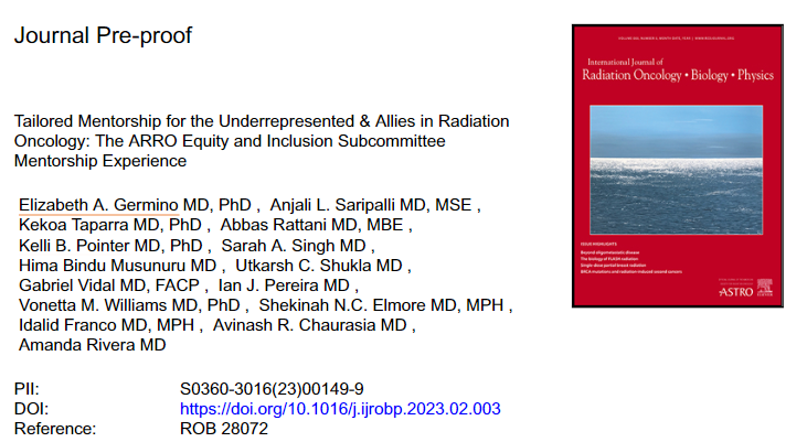 MSK_RadOnc's tweet image. New in @IJROBP  from @ARRO_org including @MSKCancerCenter's Dr @VonettaMW:  A nationwide tailored mentorship program in #RadOnc for #URM and those with #DEIinRO interests can address participants’ goals with high satisfaction.
sciencedirect.com/science/articl…