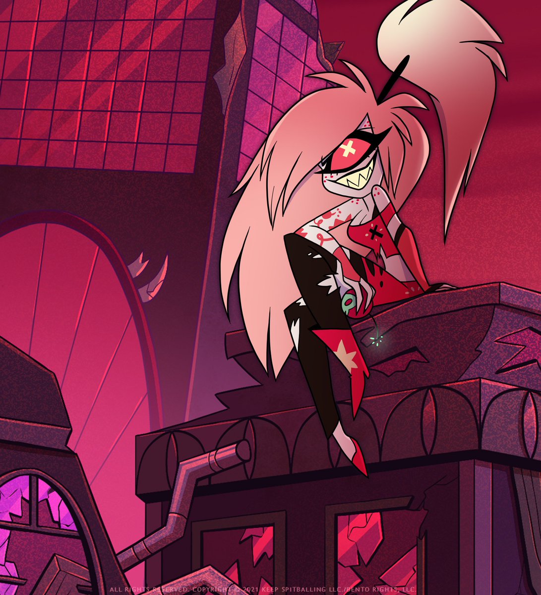 Another day in Pentagram City. Sinners were roaming the streets, overlords were drinking and partying and princesses were trying to start a failing hotel. While all of that was going on, The Anarchist was sitting atop the ruins of a building that blew up. "I'm back, baby!"