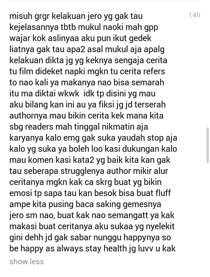 purpleelilac's tweet photo. Awalnya gue tuh mau terharu, tapi pas liat penghujung kalimat ada "buat kak nao semangat ya kak"
Lah gue jadi bingung, ini kapan gue ganti namanya🥹 #CAtell https://t.co/CCvEUJgBw8