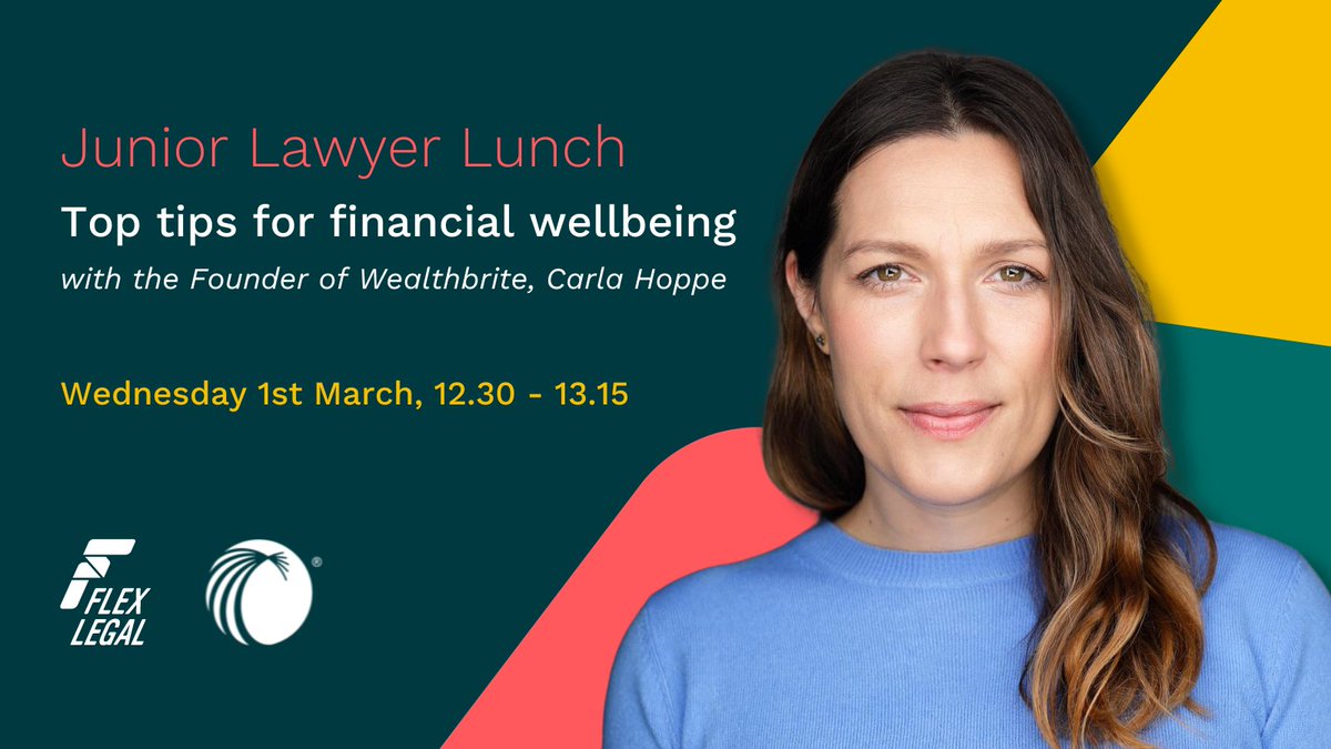 As a junior lawyer, thinking about your finances and financial wellbeing early on is invaluable. 💸

Our next Junior Lawyer Lunch will feature illuminating monetary insights from <a href="/carlahhoppe/">Carla H.</a> of @wealthbrite! 

Register now for your free ticket:
eventbrite.co.uk/e/junior-lawye…