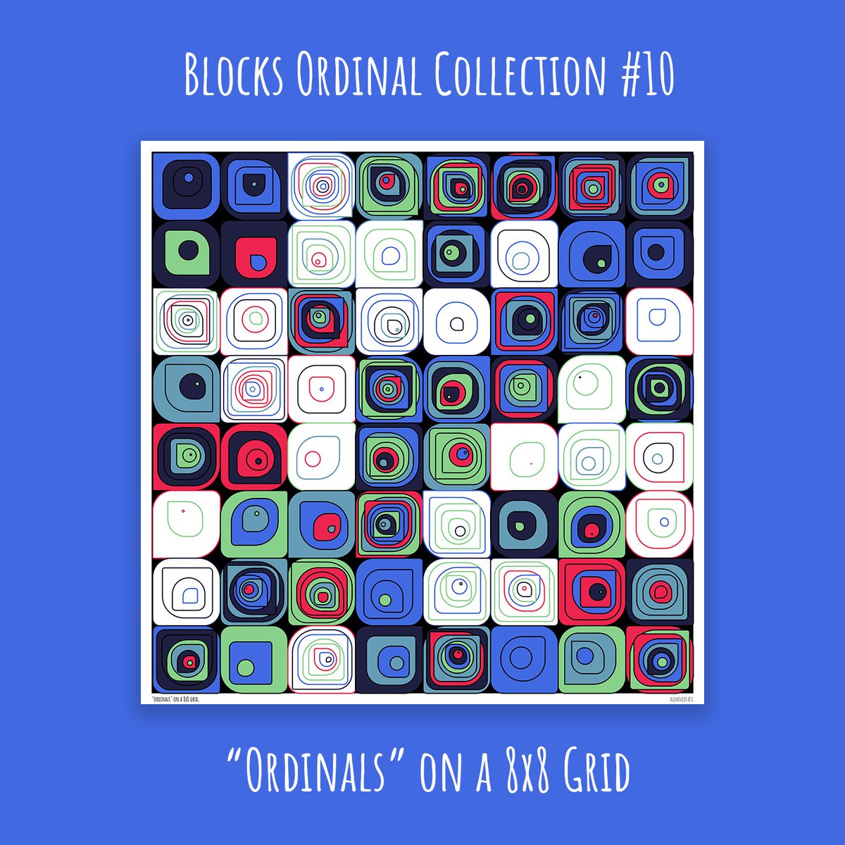 tulle_ai's tweet image. Inspired by computer art pioneers like Vera Molnar and William Kolomyjec, and by super-secret, cryptic messages hidden in binary, @AlexRudloff’s #Ordinal Blocks dazzle.

It is a generative #NFT project where each block represents a 1 or a 0.

Each #OrdinalNFT contains a message!