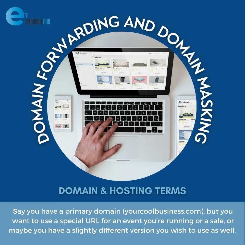 ExposureOne's tweet image. Say you have a primary domain, but you want to use a special URL for an event or a slightly different version. What are your options?

Enter domain forwarding. Learn more at exposureone.com/common-website….

#DomainForwarding #DomainMasking #WebDesign #ExposureOne