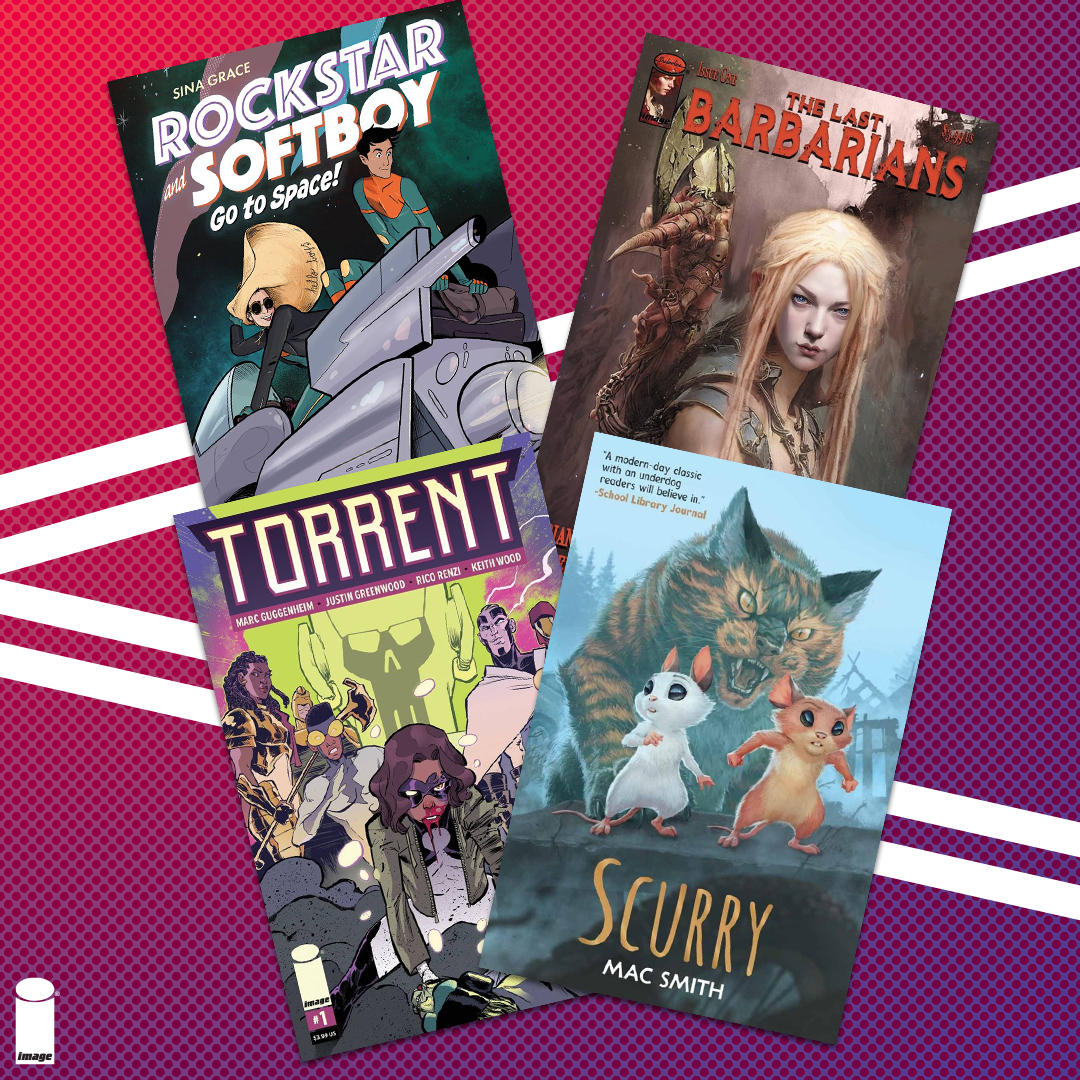 ImageComics's tweet photo. Happy #NewComicsDay!

Check out ROCKSTAR AND SOFTBOY GO TO SPACE, SCURRY, TORRENT #1, THE LAST BARBARIANS #1, and more!

https://t.co/A12TZNgSWE https://t.co/8xfQq69Jg1