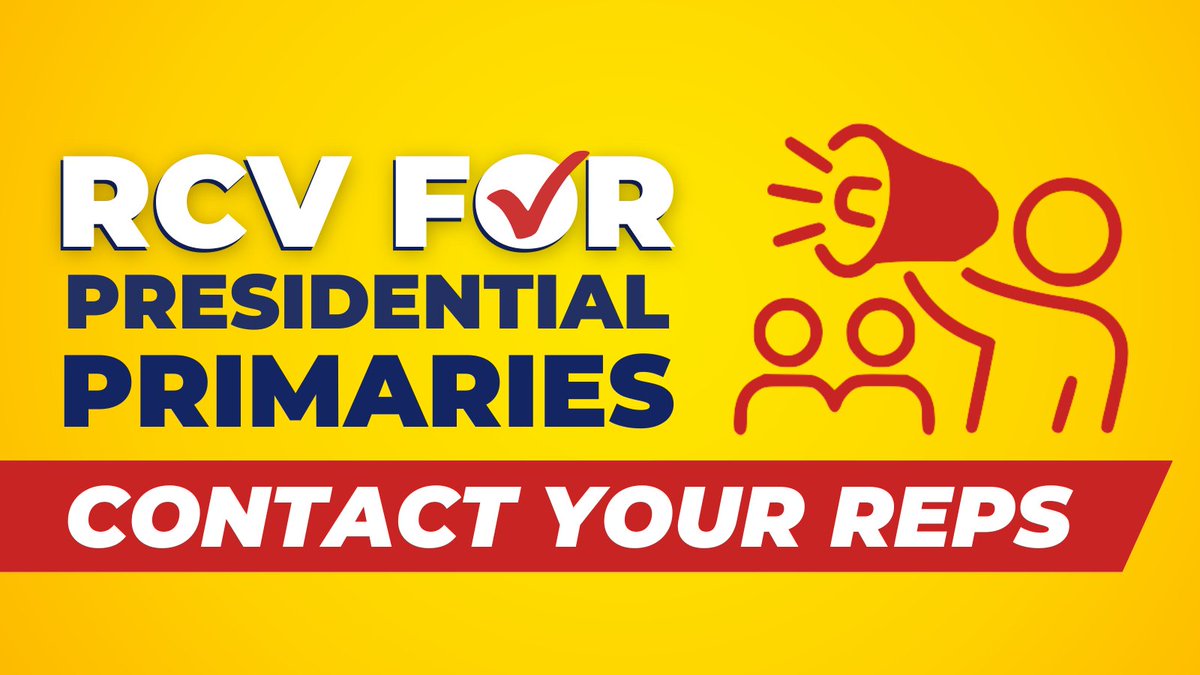 If we want to use #RankedChoiceVoting for Presidential Primaries in 2024, we need to pass HB 1592 this year!

Can we count on you to contact your Reps and tell them why this bill is important?

Click here and follow the instructions: app.leg.wa.gov/pbc/bill/1592