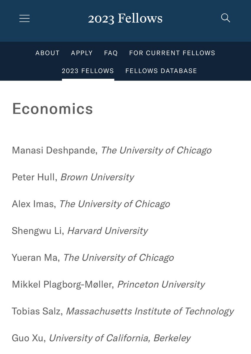 I'm thrilled and honored to be named #SloanFellow - proud to bring one home for political economy + economic history + dev & @BerkeleyHaas @UCBerkeley - congratulations to all other 2023 fellows! What a great company to be in...! @SloanFoundation